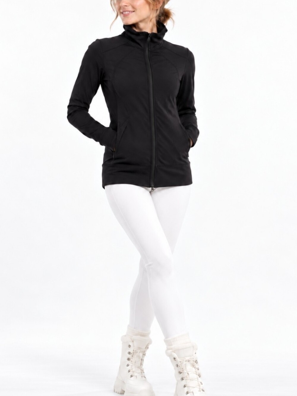 Lululemon S6 Solid Black In Stride Athletic Jacket Layering Apres Ski Yoga